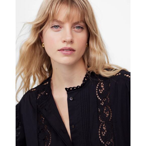 Madewell Tops - NWT Madewell Lace-Inset Pintucked Button-Up Top Size M